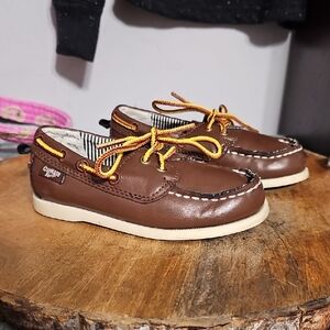 OshKosh B'gosh Brown Moccasins with Yellow Laces